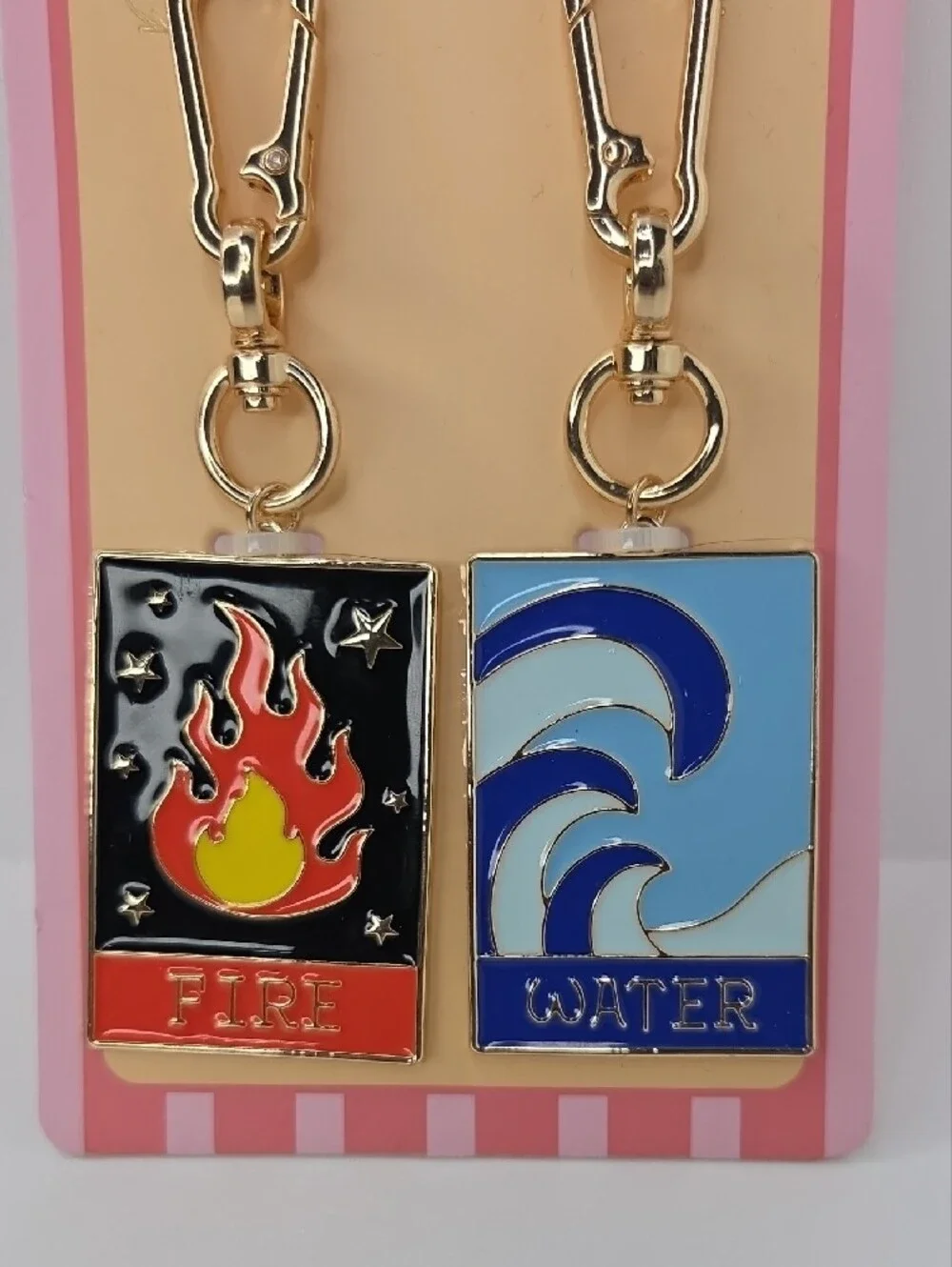 ❤️▪️Piper K▪️ Uk Exclusive Fire & Water Enamel Bag Charm Key Chain